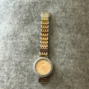 Fossil wristwatch in two-tone gold, silver accent